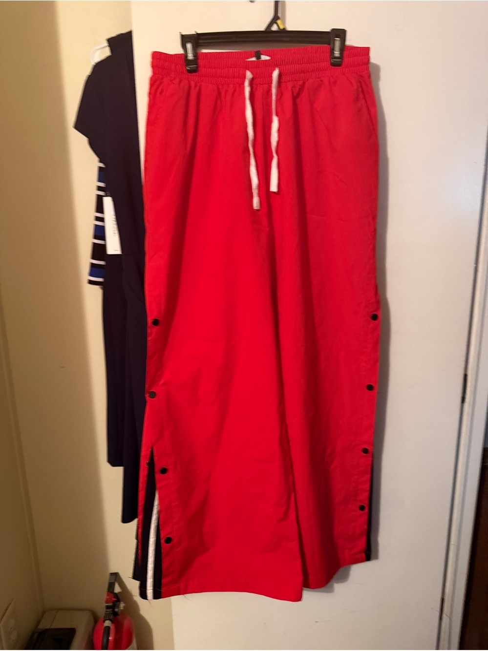 Red Drawstring Side-Snap Womens nylon pants size XL
